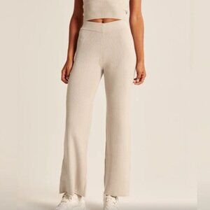 Abercrombie & Fitch Ribbed High Rise Kick Flare Knit Sweater Pants